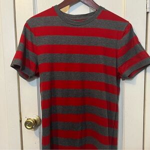 Men’s Small Red & Gray Striped Tshirt by Old Navy all Cotton Preloved Fashion